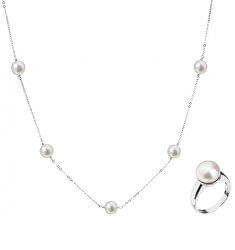 Zvýhodnená perlová súprava šperkov Pavona 22015.1, 25001.1 (náhrdelník, prsteň obvod 56 mm)