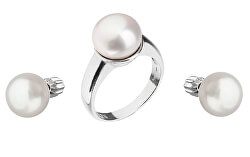 Zvýhodnená perlová súprava šperkov Pavona 25001.1, 21004.1 (náušnice, prsteň obvod 56 mm)