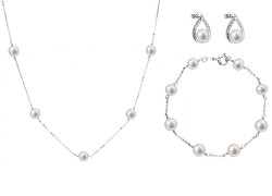 Parure di gioielli in argento con perle Pavo 21033.1, 22015.1, 23008.1 (collana, bracciale, orecchini) scontata