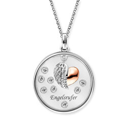 Splendida collana bicolore Cuore con ala d’Angelo e zirconi ERN-LENS-HWBIR