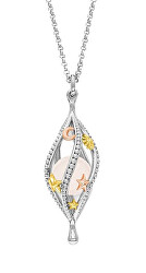 Půvabný stříbrný náhrdelník s růženínem ERN-UNIVERSE-RQ-TRI (řetízek, přívěsek)
