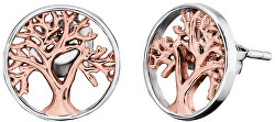 Silberne zweifarbige Ohrringe Baum des Lebens ERE-LILTREE-BI
