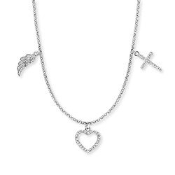 Collana in argento con ala d'Angelo, cuore e croce ERN-FLH-ZI