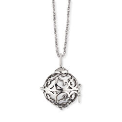 Stříbrný náhrdelník Andělský zvonek s bílou rolničkou ERN-ER-01-XS