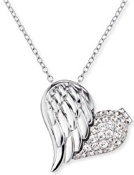 Stříbrný náhrdelník Medailonek srdce s křídlem a zirkony ERN-WITHLOVE-2Z