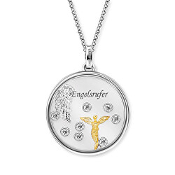 Collana in argento con Angelo in oro e zirconi ERN-LENS-AN-BIG