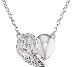 Strieborný náhrdelník Srdce s krídlom a zirkónmi ERN-LILHEARTWIN