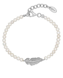 Stříbrný perlový náramek s peříčkem ERB-GLORY-FEDER