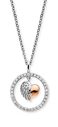 Collana scintillante bicolore Cuore con ala d’Angelo ERN-HWING-ZIBIR