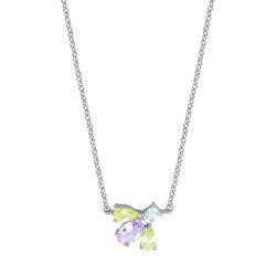 Blýštivý strieborný náhrdelník s farebnými zirkónmi ESNL01821342