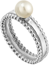 Strieborný prsteň so syntetickou perlou Powder ESRG002011