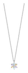 Třpytivý stříbrný náhrdelník s barevnými zirkony ESNL01791342