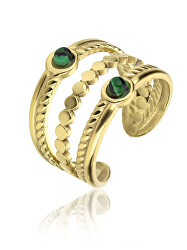 Výrazný pozlacený prsten s malachitem Gemma EWR23045G