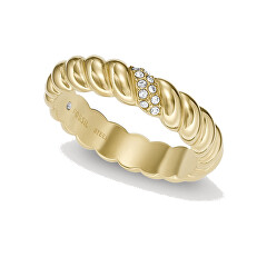 Elegantní pozlacený prsten s krystaly Vintage Twist JF04171710