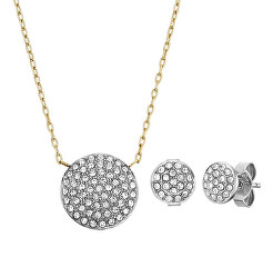 Ocelový bicolor set šperků se zirkony JF04815SET (náhrdelník, náušnice)