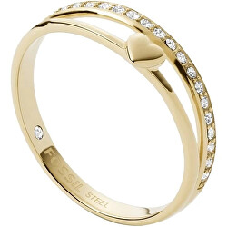 Romantický pozlátený prsteň s kryštálmi JF03750710