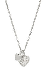 Romantický stříbrný náhrdelník se srdíčky JFS00196040 (řetízek, 2x přívěsek)