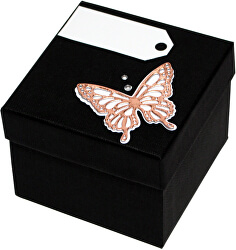 Luxus ajándékdoboz bronz színű pillangóval díszítve