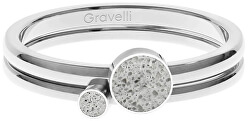 Sada ocelových prstenů s betonem Double Dot ocelová/šedá GJRWSSG108