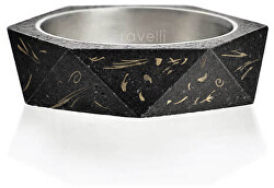 Stylový betonový prsten Cubist Fragments Edition zlatá/antracitová GJRUFBA005