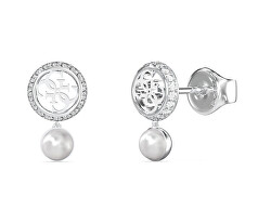 Fashion ocelové náušnice s perličkou Tiny Pearly JUBE05517JWRHT/U