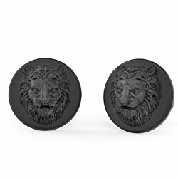 Luxusní černé náušnice z oceli Lion King UME01319