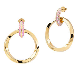 Luxusní pozlacené náušnice s krystaly Hoops Don`t Lie JUBE01488JWYGPKT/U