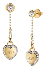 Cercei de lux cu lanț placate cu aur cu cristale Fine Heart JUBE01425JWYGT / U