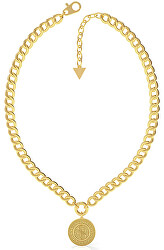 Módní pozlacený náhrdelník Guess Coin UBN79121