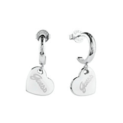 Ocelové náušnice s přívěsky srdce Vintage Guess JUBE05151JWRHWHT/U