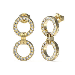 Pozlacené visací náušnice s krystaly Circle Lights JUBE03166JWYGT