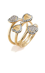 Trojitý pozlacený prsten pro štěstí Fine Heart JUBR01428JWYG