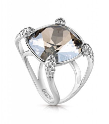 Výrazný ocelový prsten s krystaly UBR29023