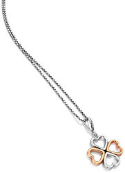 Bicolor stříbrný čtyřlístkový náhrdelník s diamantem Lucky in Love DP769