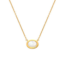 Elegante vergoldete Halskette mit Perlmutt und Diamant Gemstones DN200