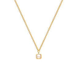 Jemný pozlátený náhrdelník s perleťou a diamantom Gemstones DN198