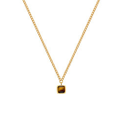 Zarte vergoldete Halskette mit Tigerauge und Diamant Gemstones DN199