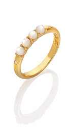 Krásny pozlátený prsteň s diamantom a perličkami Jac Jossa Soul DR252