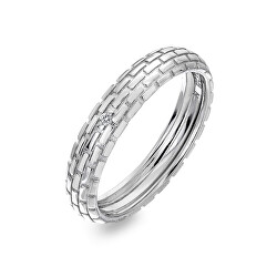 Moderní stříbrný prsten s diamantem Woven DR234