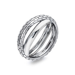 Originální stříbrný prsten s diamantem Woven DR235