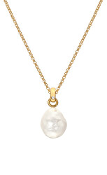 Pozlacený náhrdelník s diamantem a perlou Jac Jossa Soul DP897 (řetízek, přívěsek)