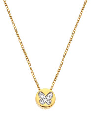 Pozlacený náhrdelník s diamantem a topazy Jac Jossa Soul DP920(řetízek, přívěsek)