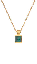 Pozlátený náhrdelník s malachitom a diamantom Jac Jossa Hope DP844 (retiazka, prívesok)