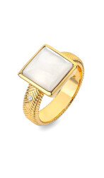 Pozlacený prsten s diamantem a perletí Jac Jossa Soul DR247
