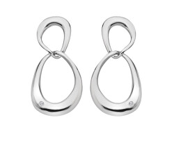 Půvabné stříbrné visací náušnice s diamanty Sleek DE742