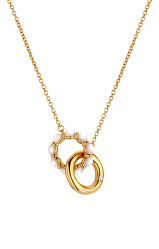Půvabný pozlacený náhrdelník s diamantem a perličkami Jac Jossa Soul DN166