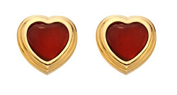 Herzförmige vergoldete Ohrringe mit Diamanten und Achaten Gemstones DE796