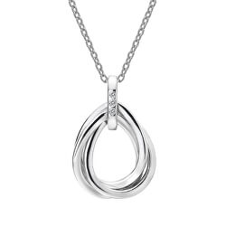 Stříbrný náhrdelník s diamanty Trio Teardrop DP779 (řetízek, přívěsek)