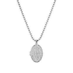 Strieborný oválny náhrdelník s diamantom Memories Locket DP771