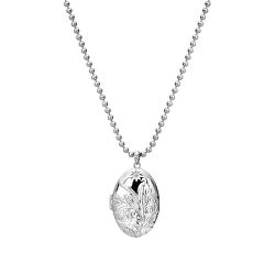 Stříbrný oválný náhrdelník s diamantem Memories Locket DP773